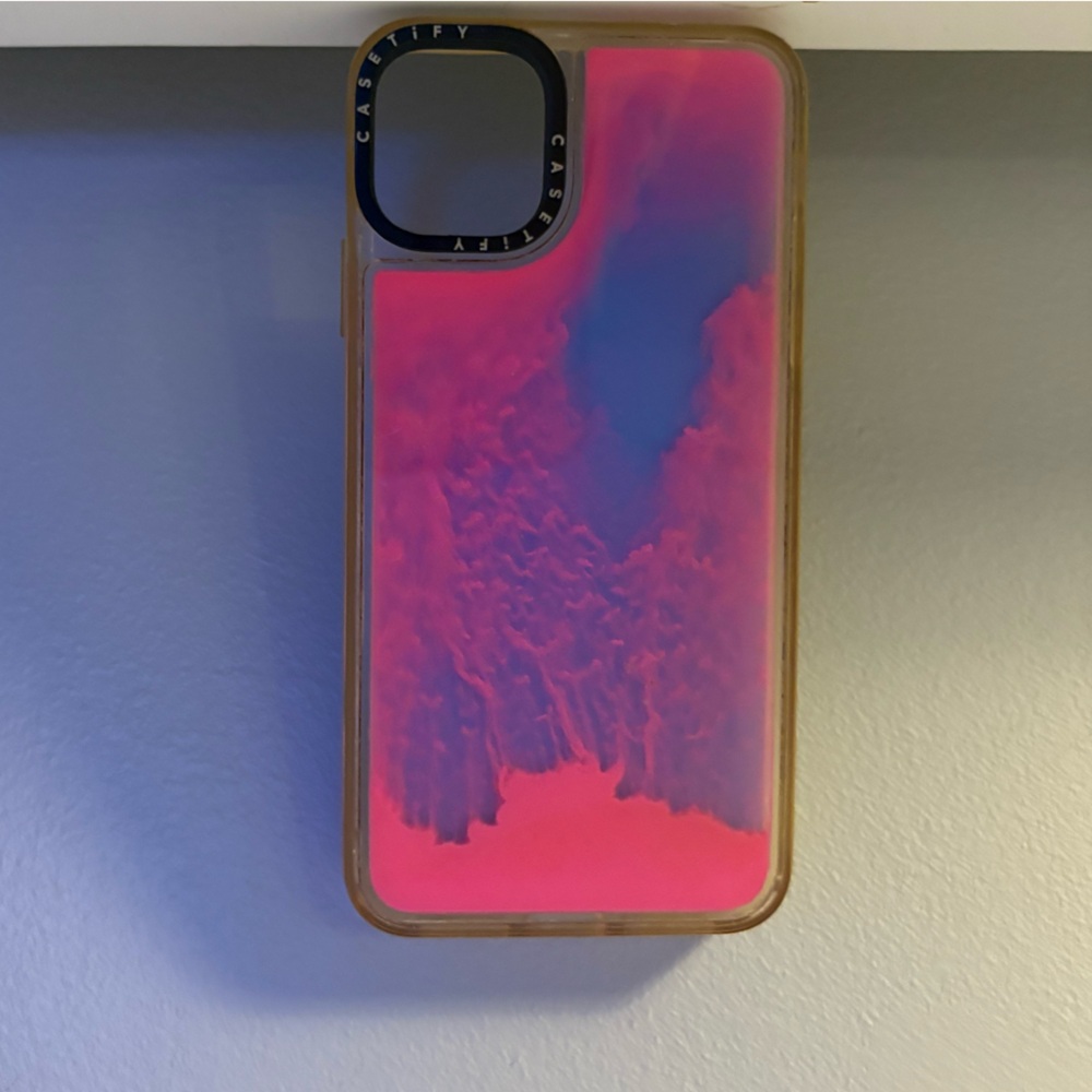Discontinued Iphone 11 Pro Max Casetify Neon Pink and Blue Case Liquid Sand Case